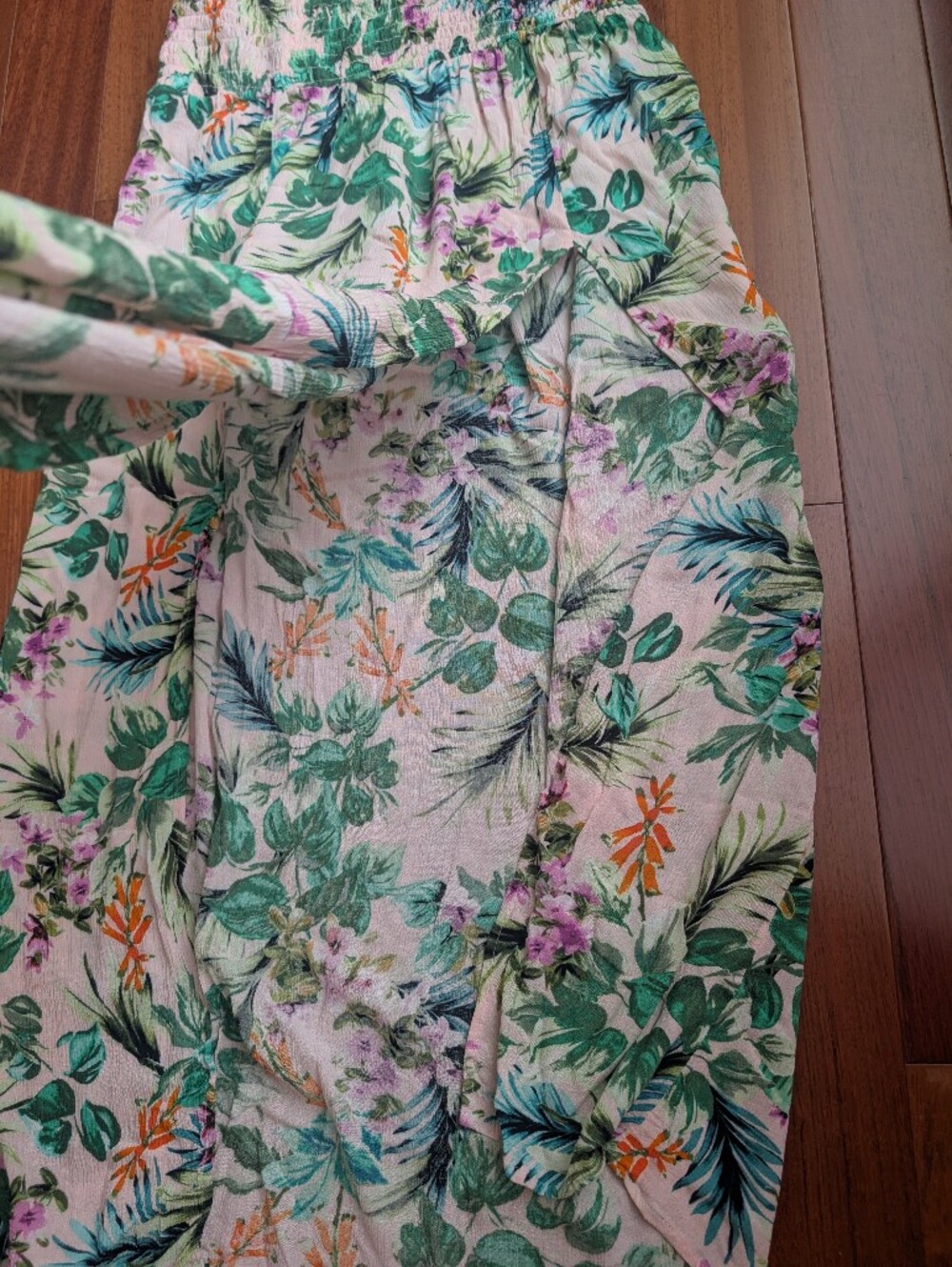 Kona Sol Tropical Leaf & Floral Maxi Skirt - Green, Orange, Pink - Picture 2 of 5